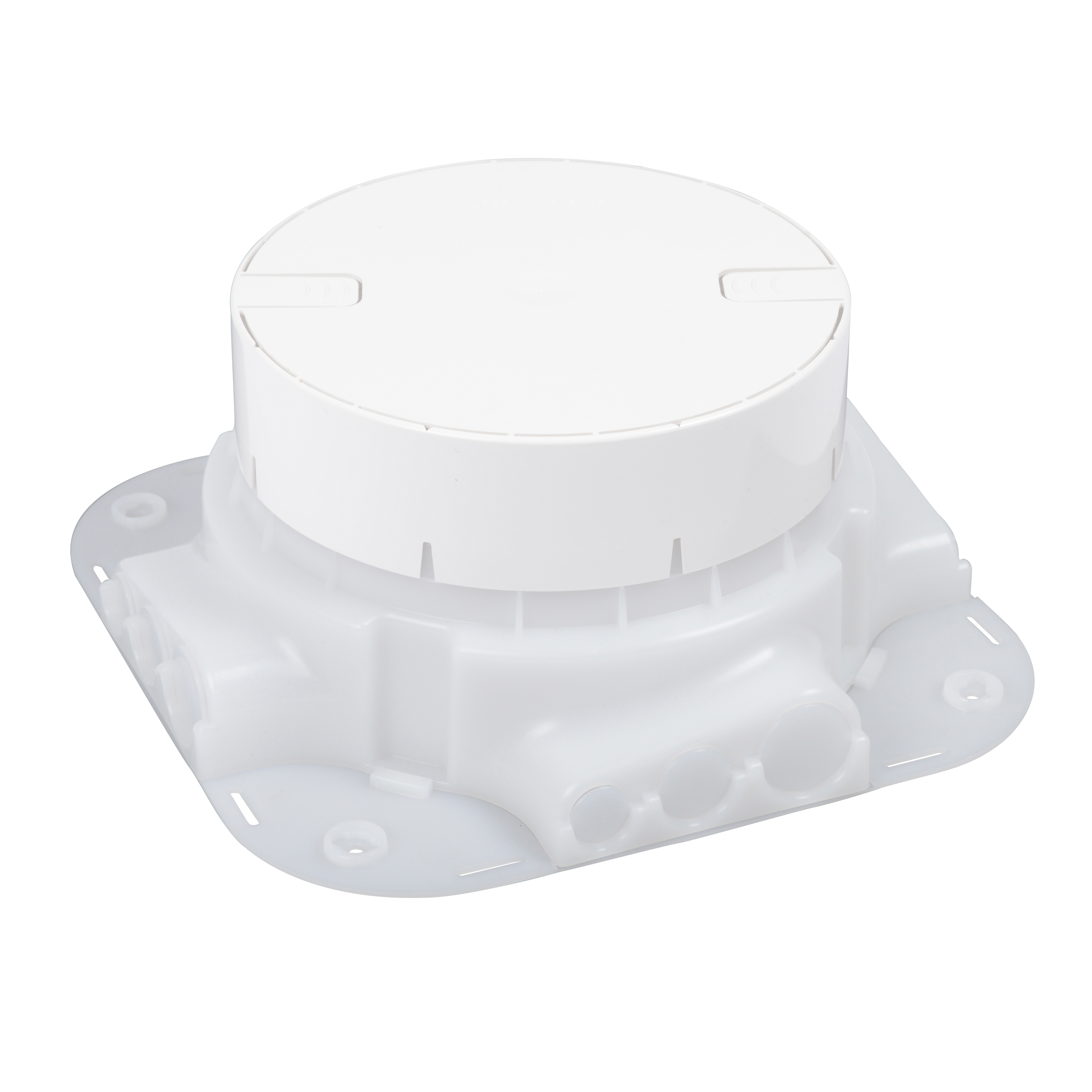 Auto-adjustable backbox for installing IP66 floor box in concrete floors