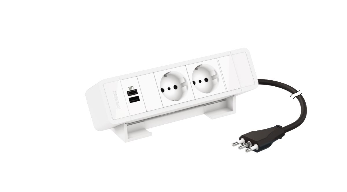 Desktop multi-outlet extensions equipped  with MatixGO power sockets and USB chargers - 6 modules - Color: white