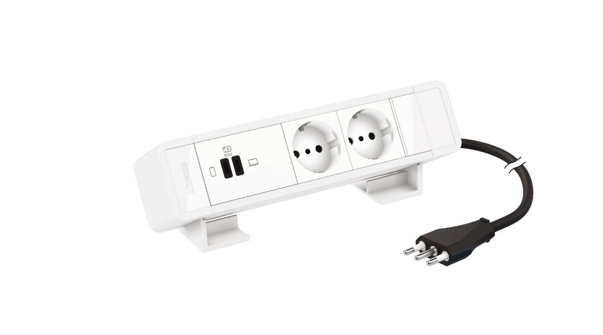 Desktop multi-outlet extensions equipped  with MatixGO power sockets and USB chargers - 8 modules - Color: white