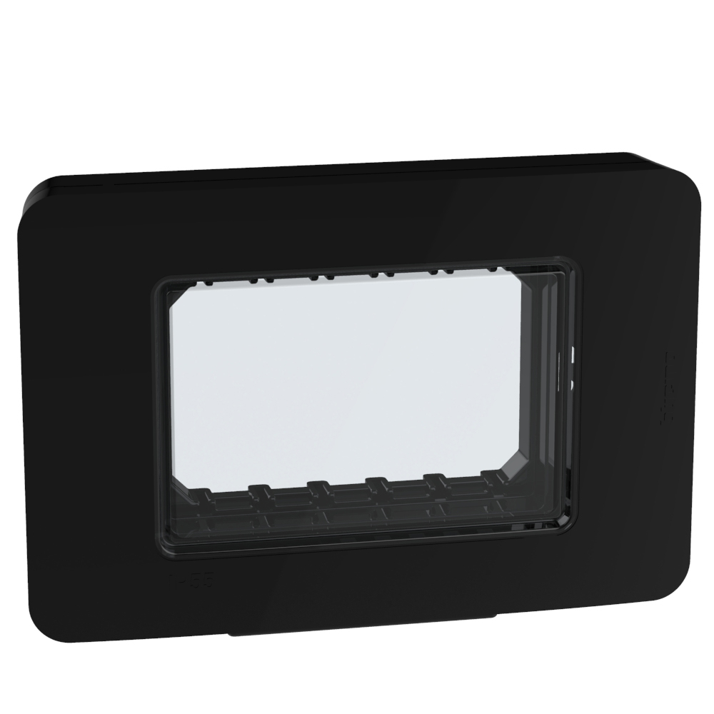 IP55 Cover plate - 3 modules - Black