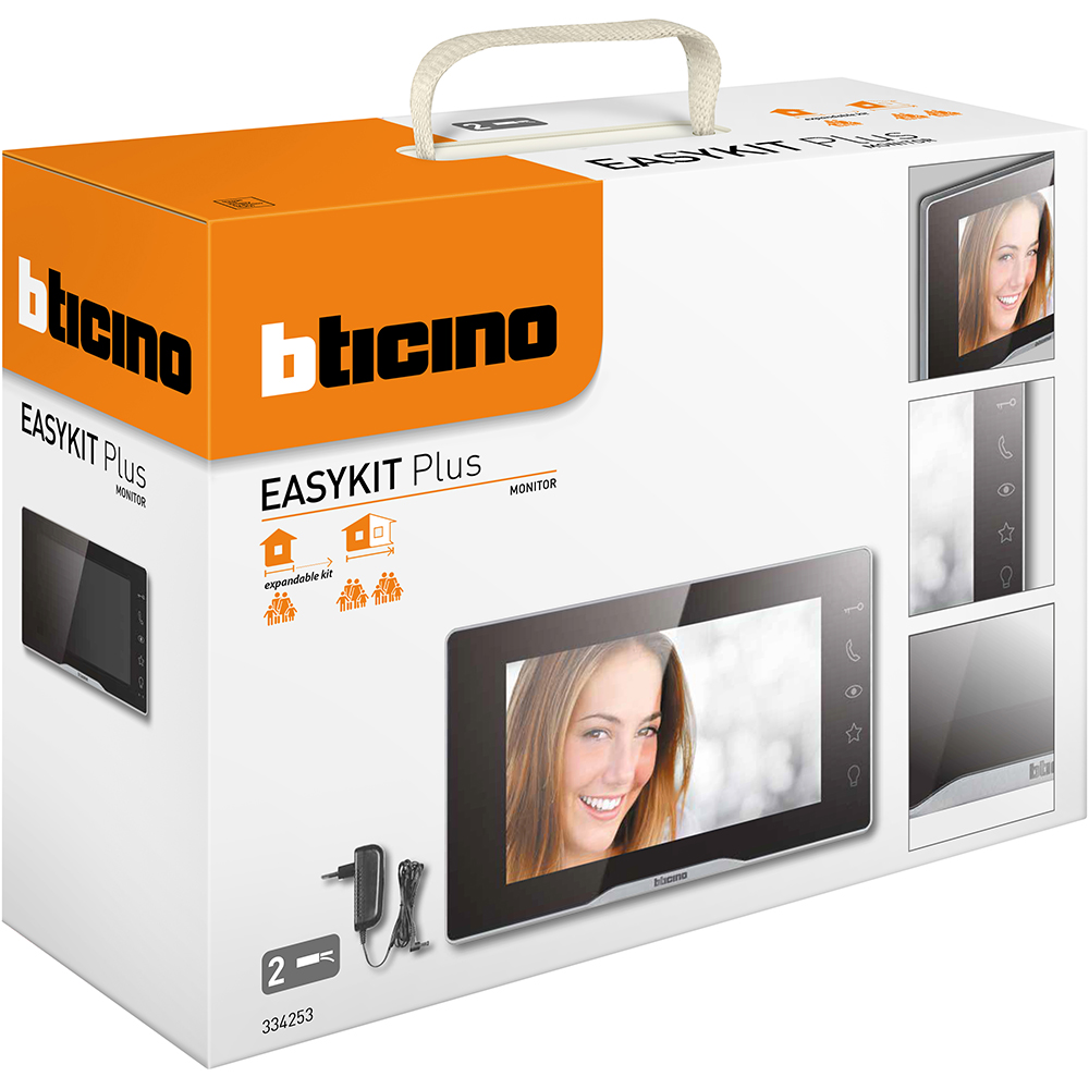 7" Mirror Black finish EASYKIT Plus additional monitor with plug-in power supply