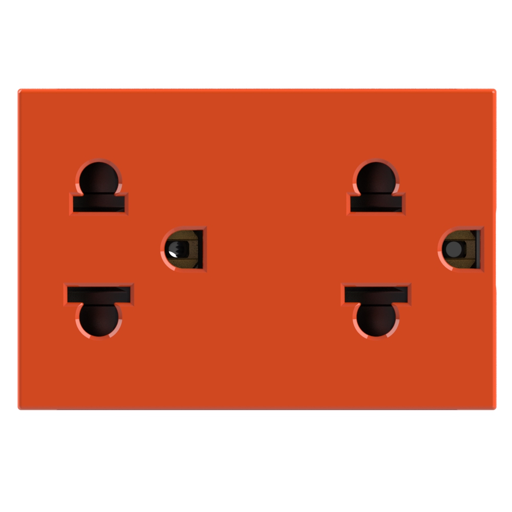 Euro/American standard socket outlets. Duplex 2P+E 16 A 127/250 Va.c. - Orange