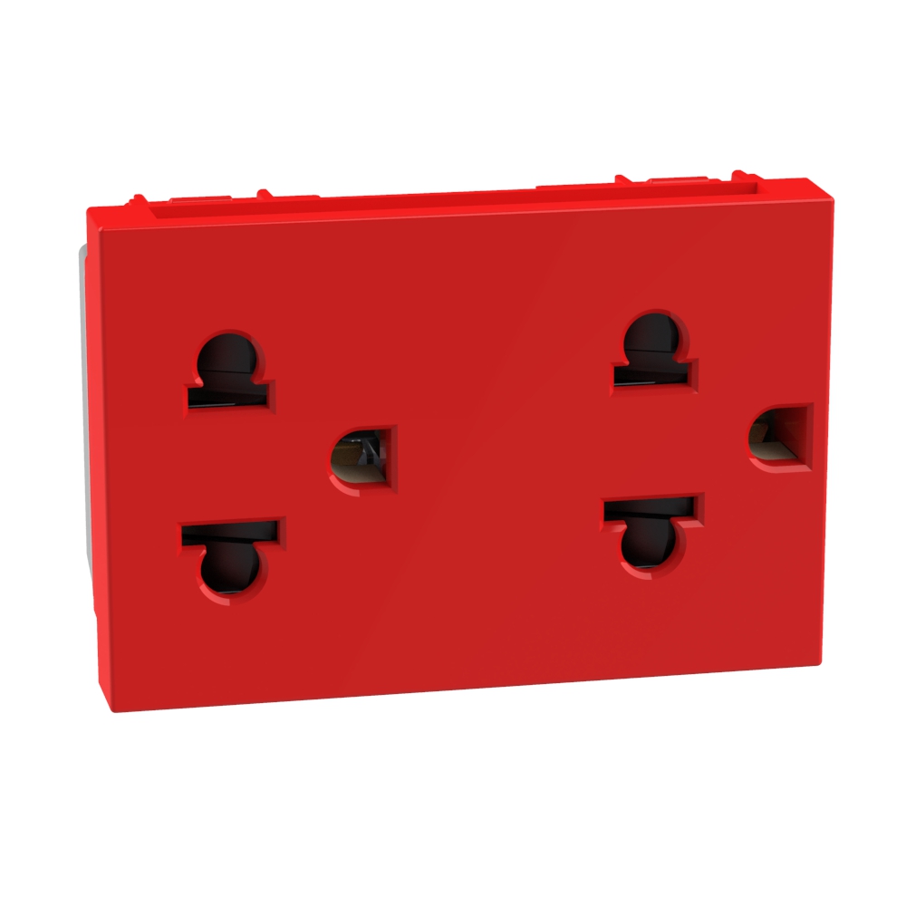 Euro/American standard socket outlets. Duplex 2P+E 16 A 127/250 Va.c. -  Red