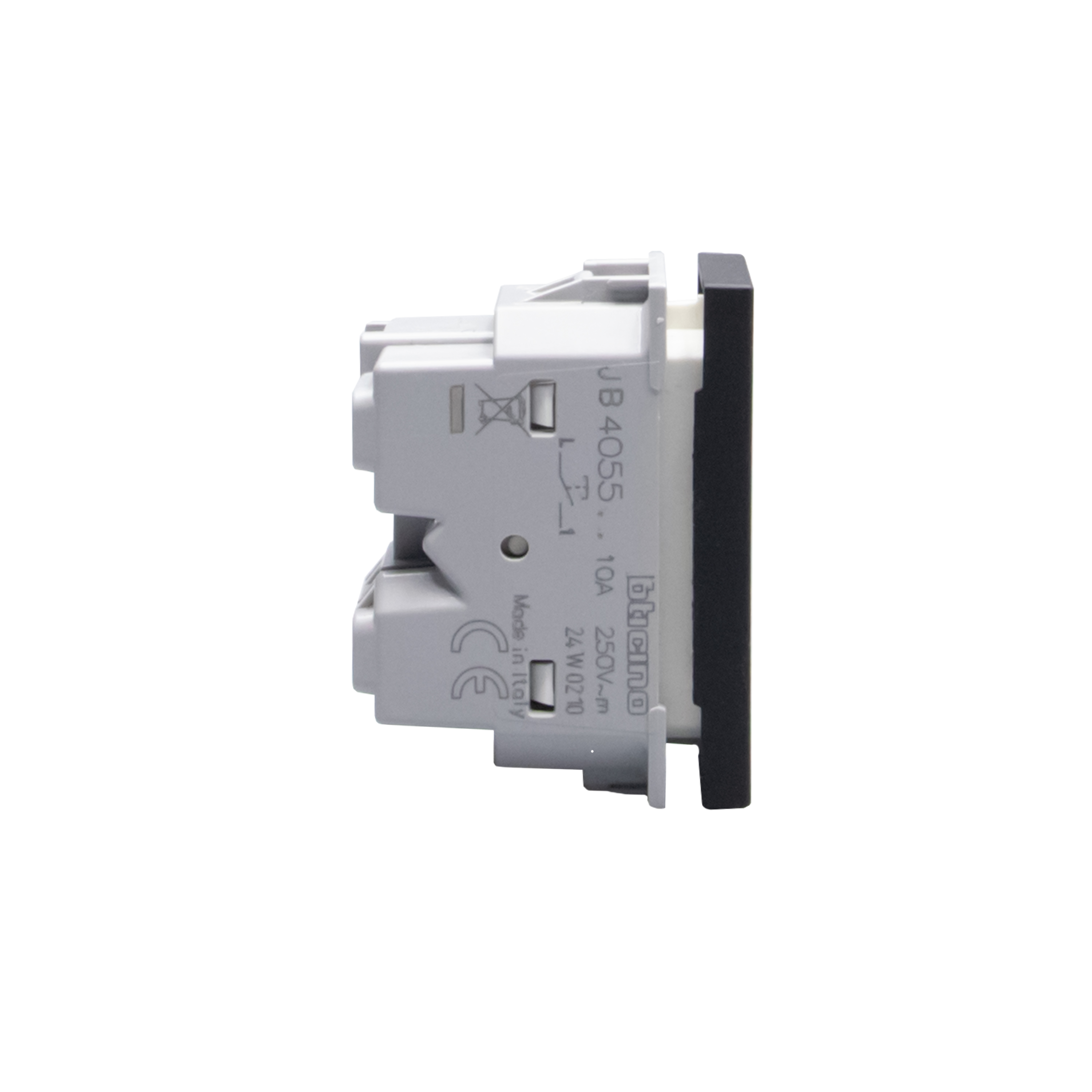 Axial pushbutton 1P NO 10 A - 250 Va.c. - lightable with led lamp - 1 module - Black 