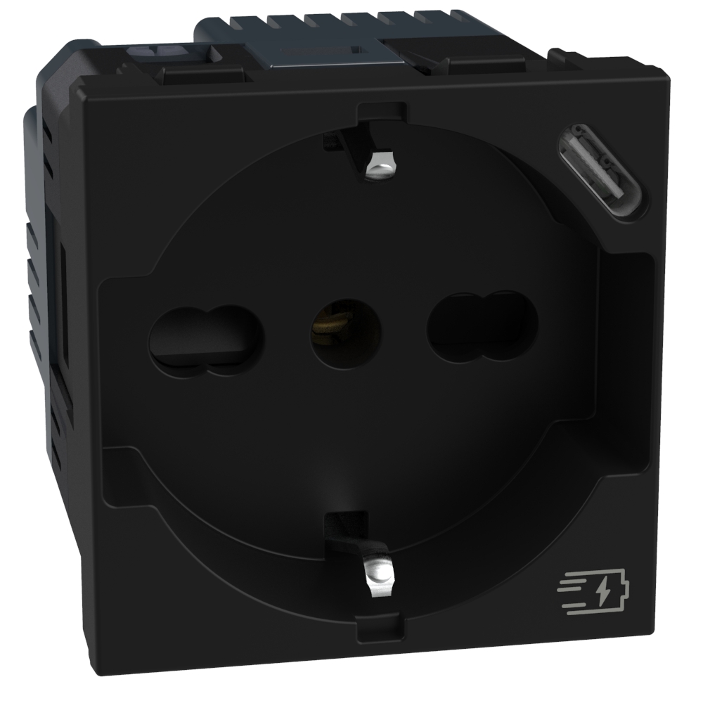 Standard Italian P40 socket with integrated USB charger
