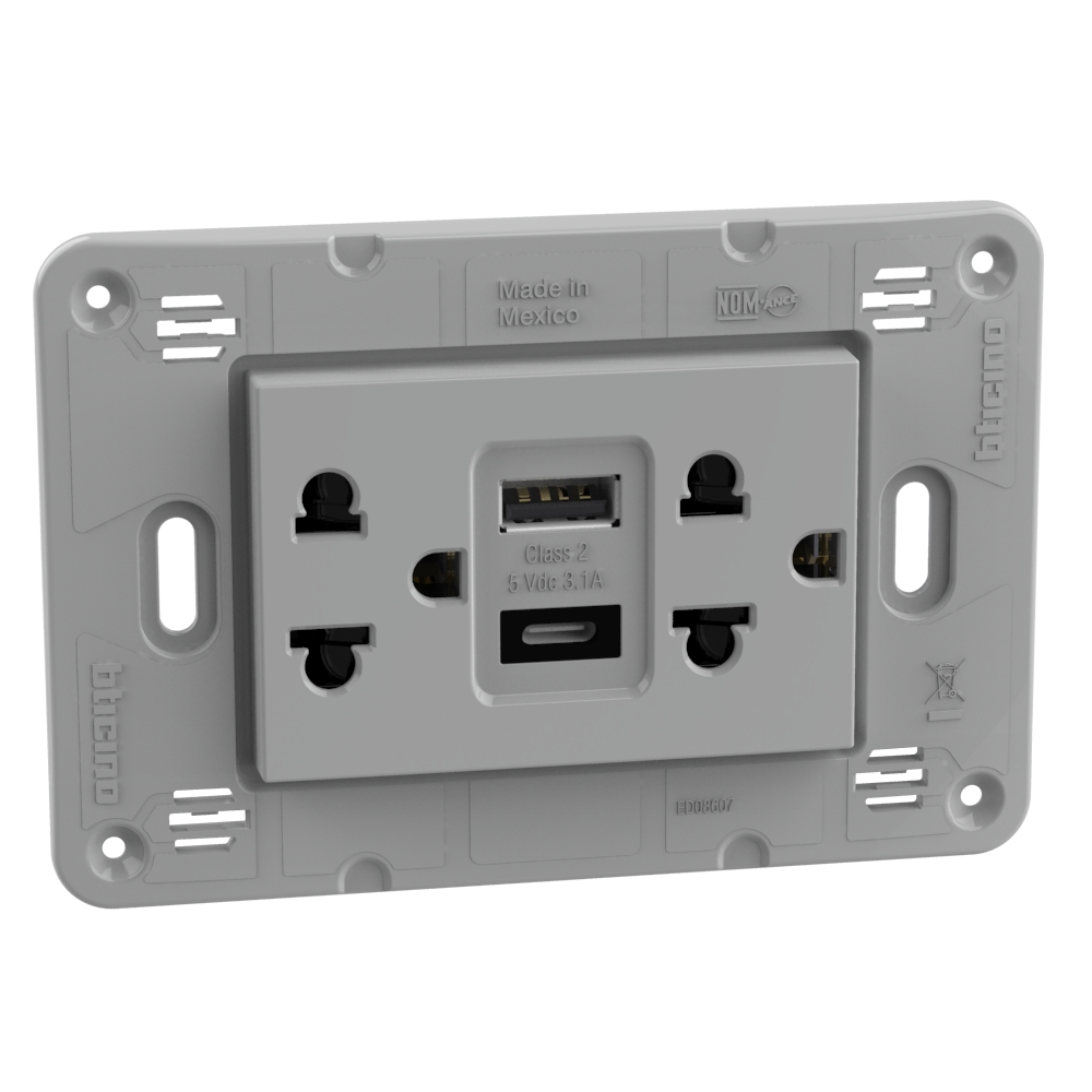 Euro american standard universal duplex socket 2 P+E 16 A 127/250 VA