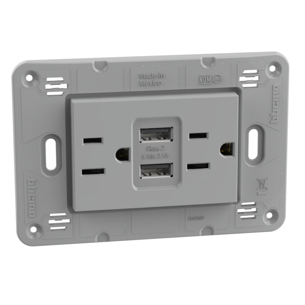American standard  universal duplex socket 2 P+E 15 A 127/250 VA