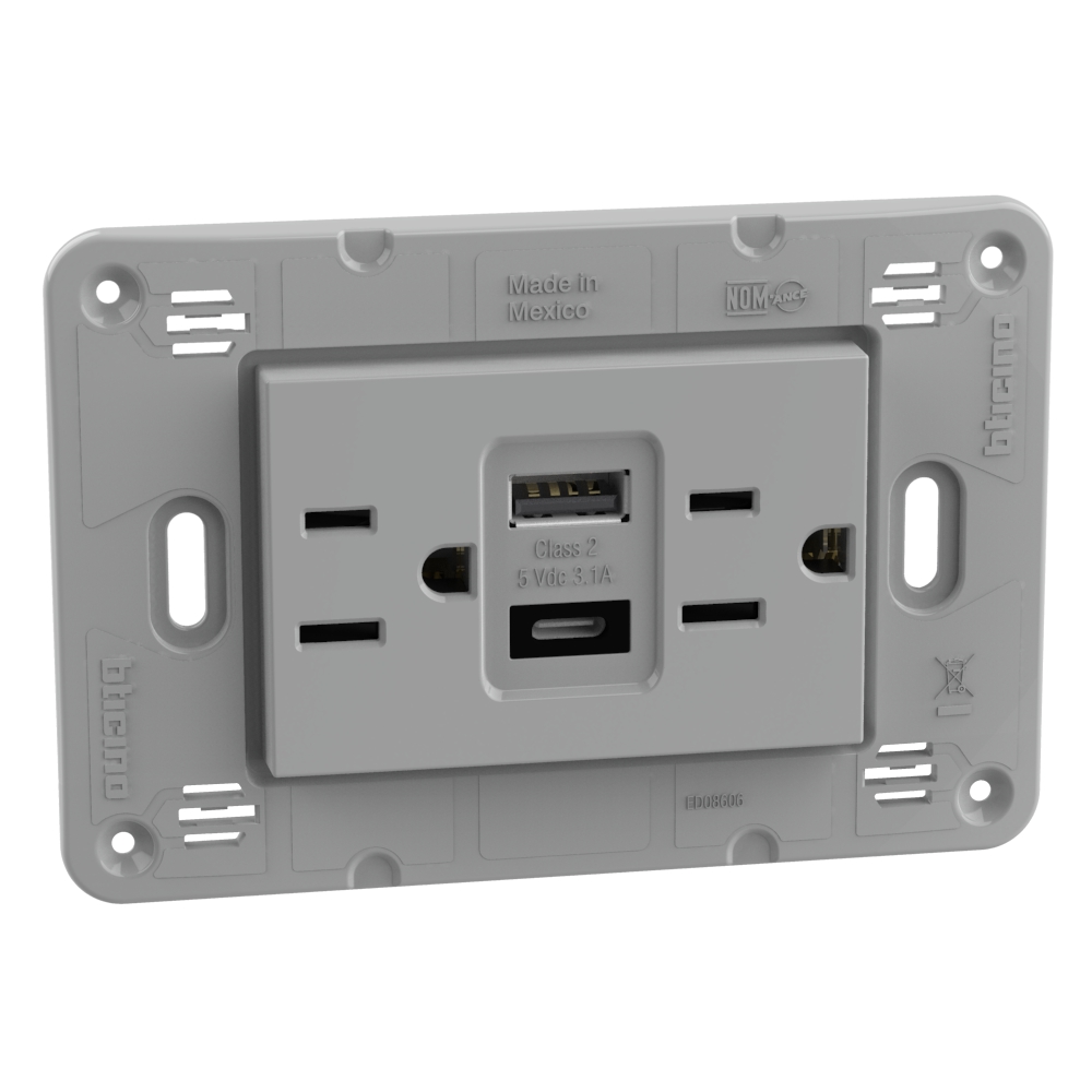 American standard universal duplex socket 2 P+E 15 A 127/250 VA
