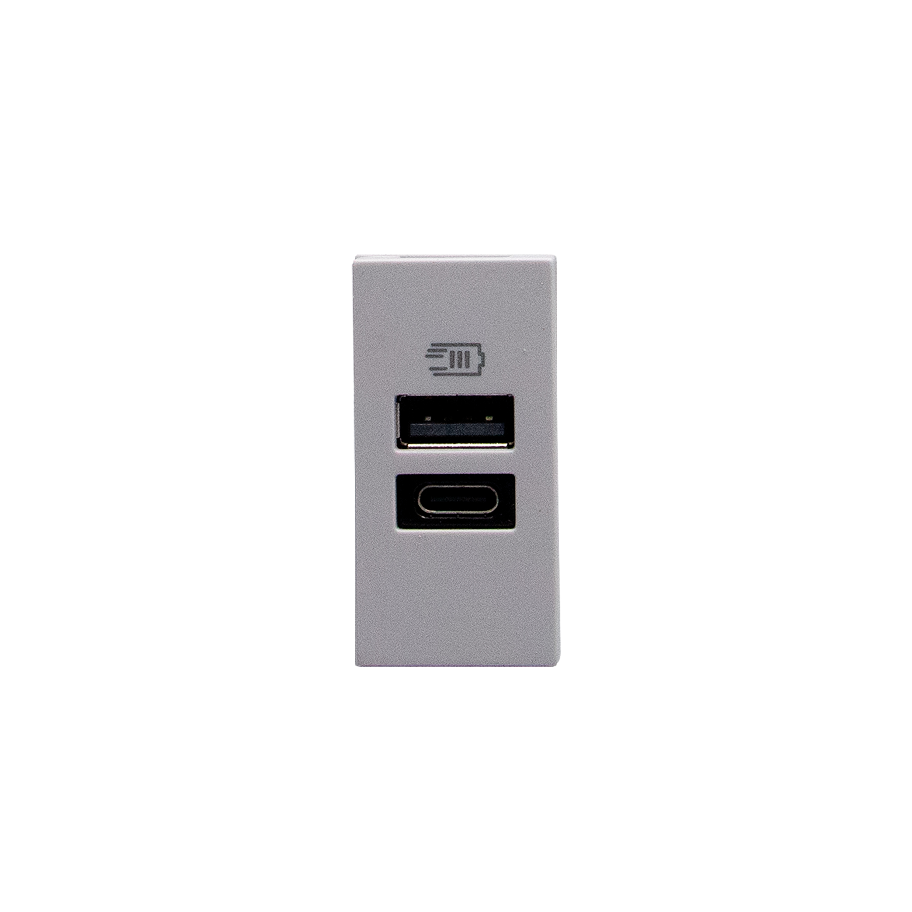 Double USB sockets - Type-A + Type-C - 5 V= - 3 A - 15 W. 