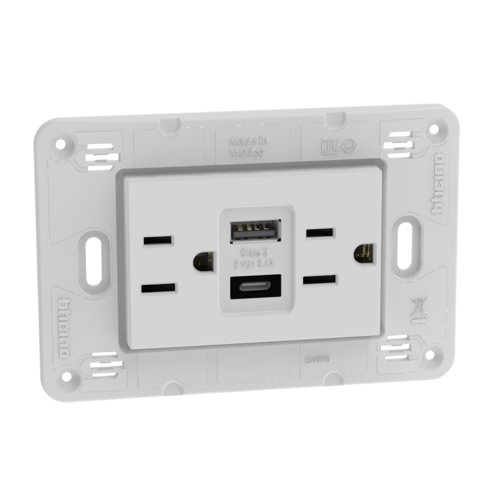 American standard universal duplex socket 2 P+E 15 A 127/250 VA