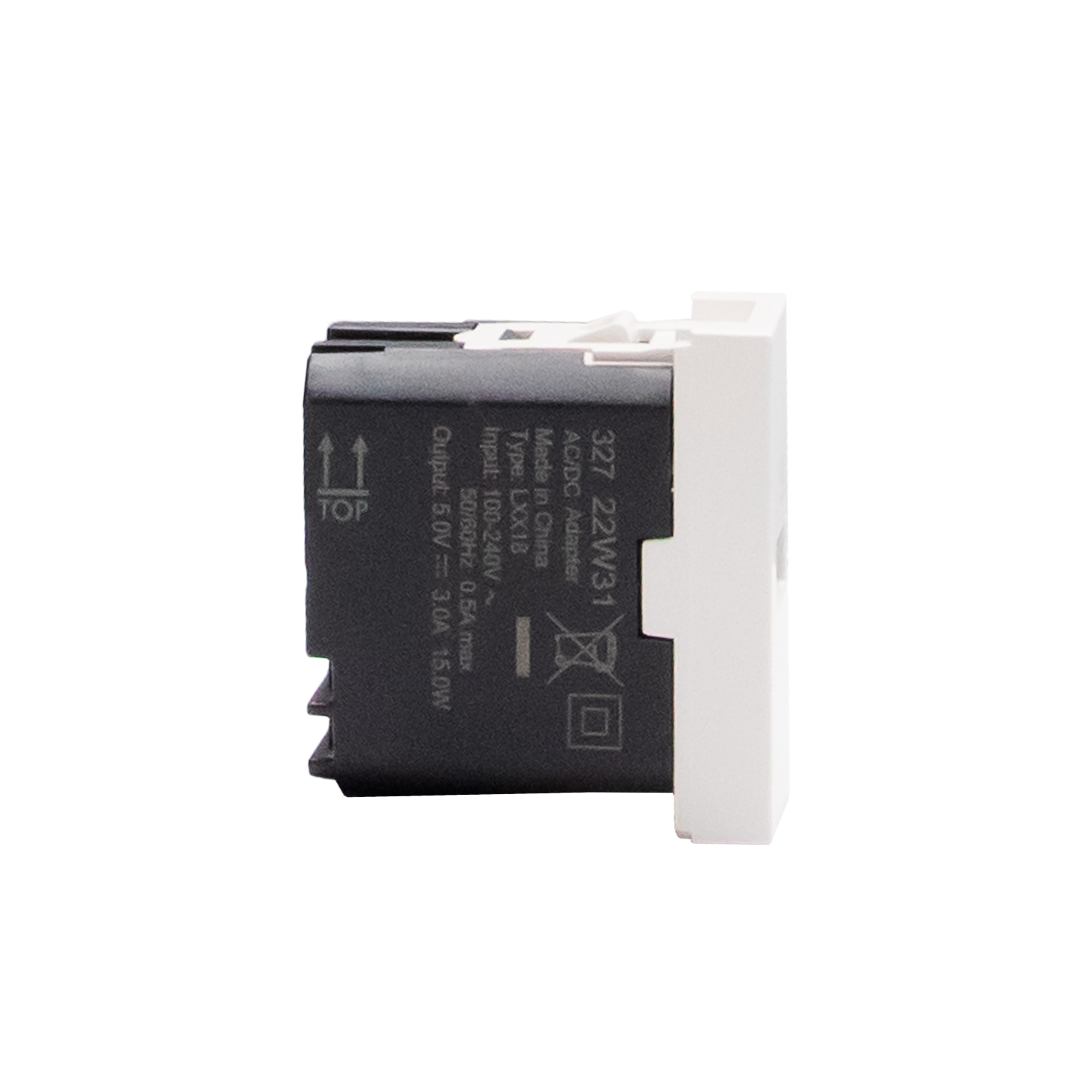 Single USB sockets - 1 x Type-A - 5 V= - 3 A - 15 W  
