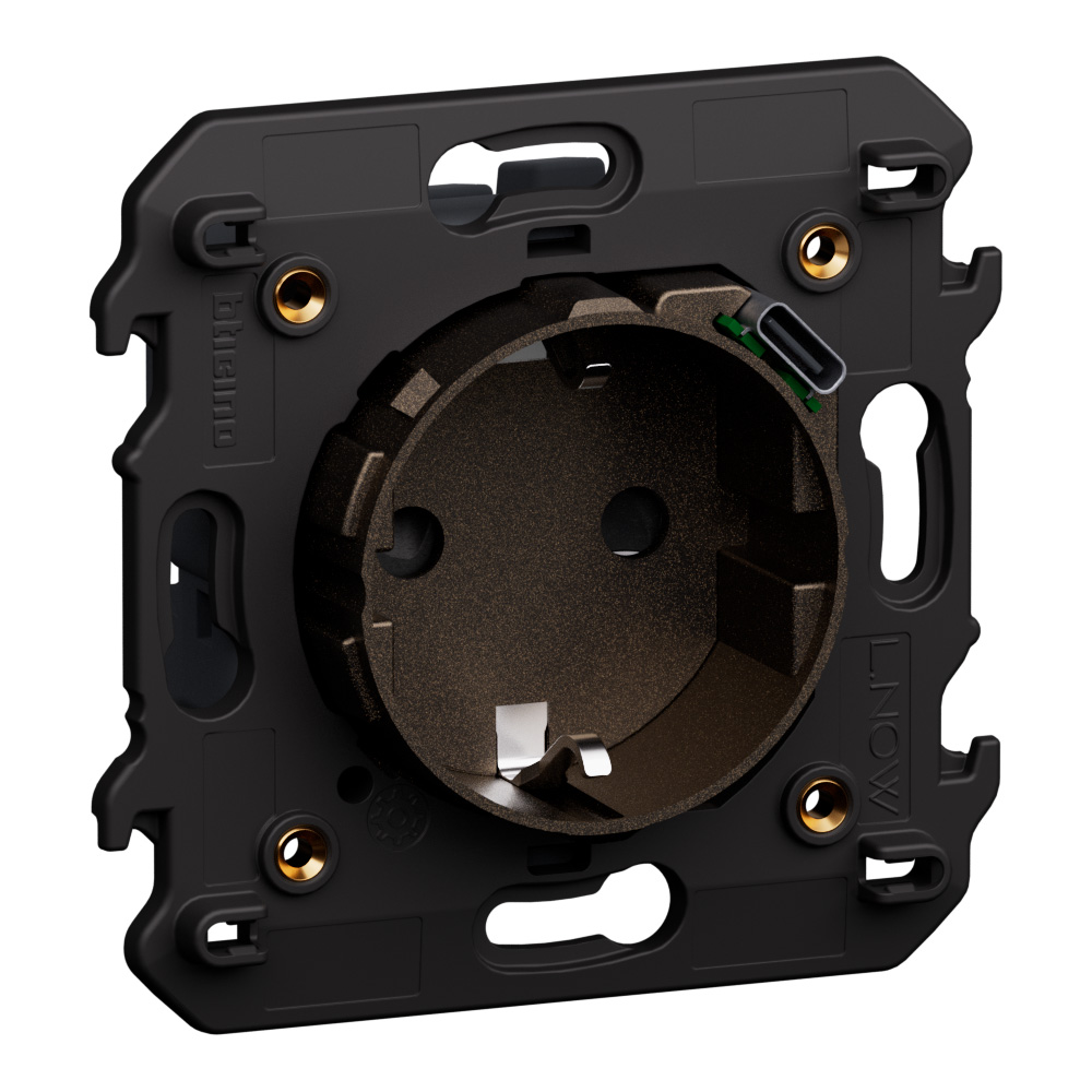 German standard electric socket with integrated USB charger. 