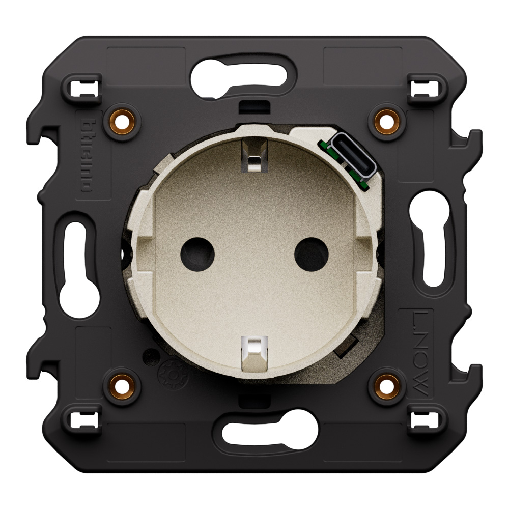 German standard electric socket with integrated USB charger. 