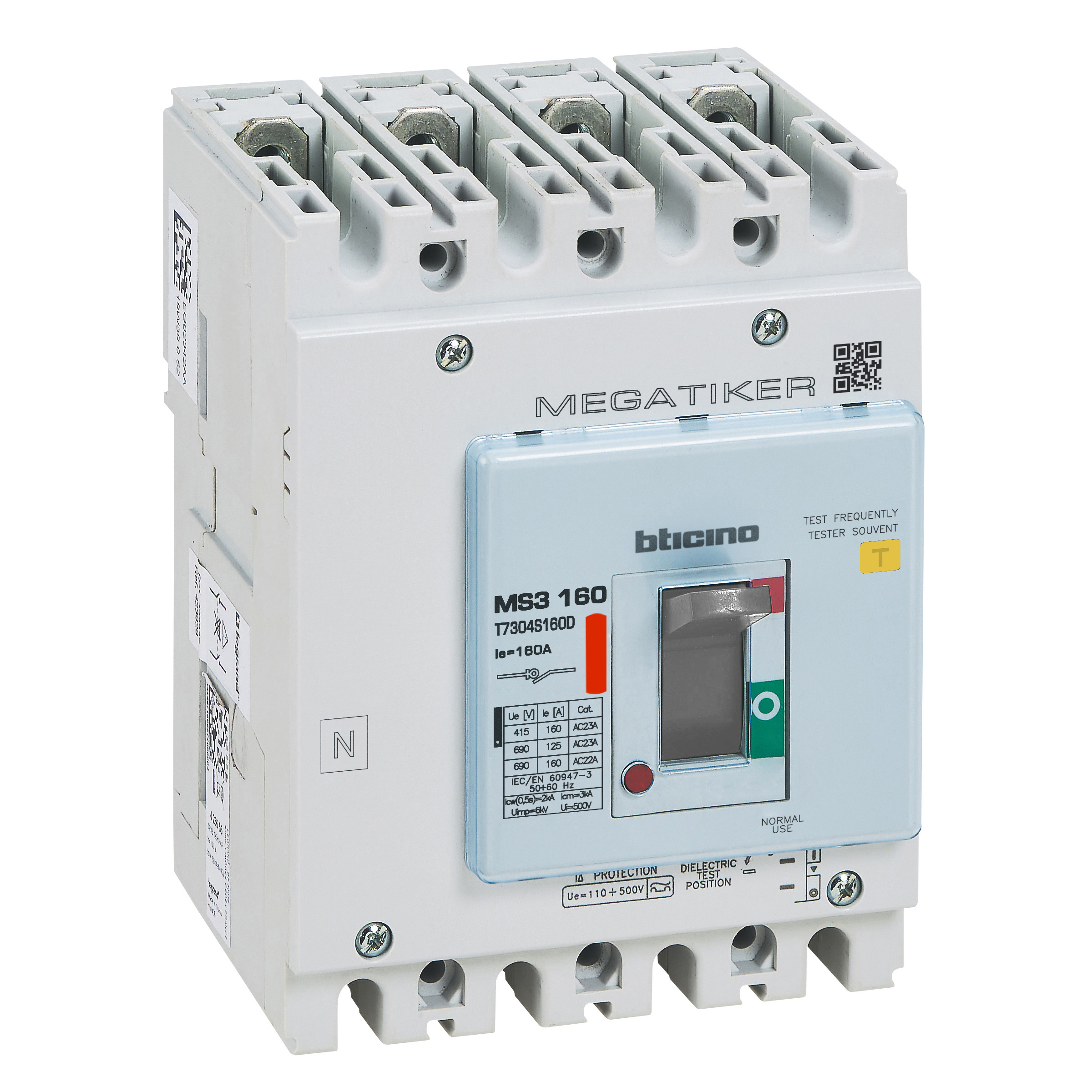 MEGATIKER M3 160 trip-free switch + RCD, 4P, 160A