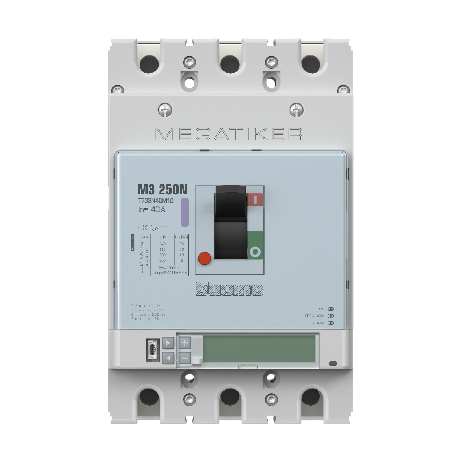 MEGATIKER Mccb M3 250N electronic and measure 3P - 40A - 50kA