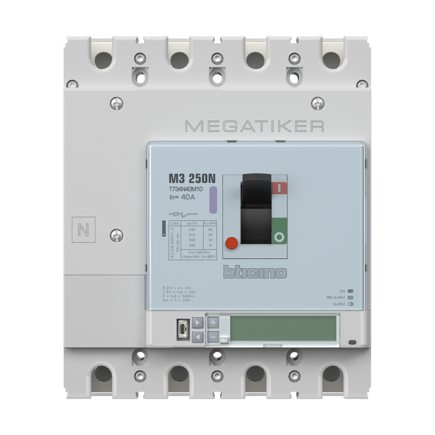 MEGATIKER Mccb M3 250N electronic and measure 4P - 40A - 50kA
