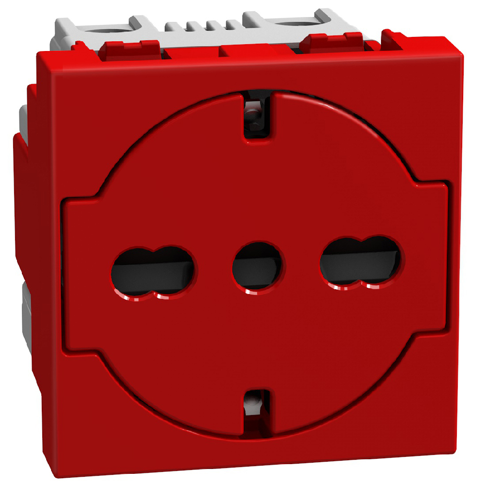 Italian standard P40 socket 2 P+E 16 A 250 V - 2 modules - red