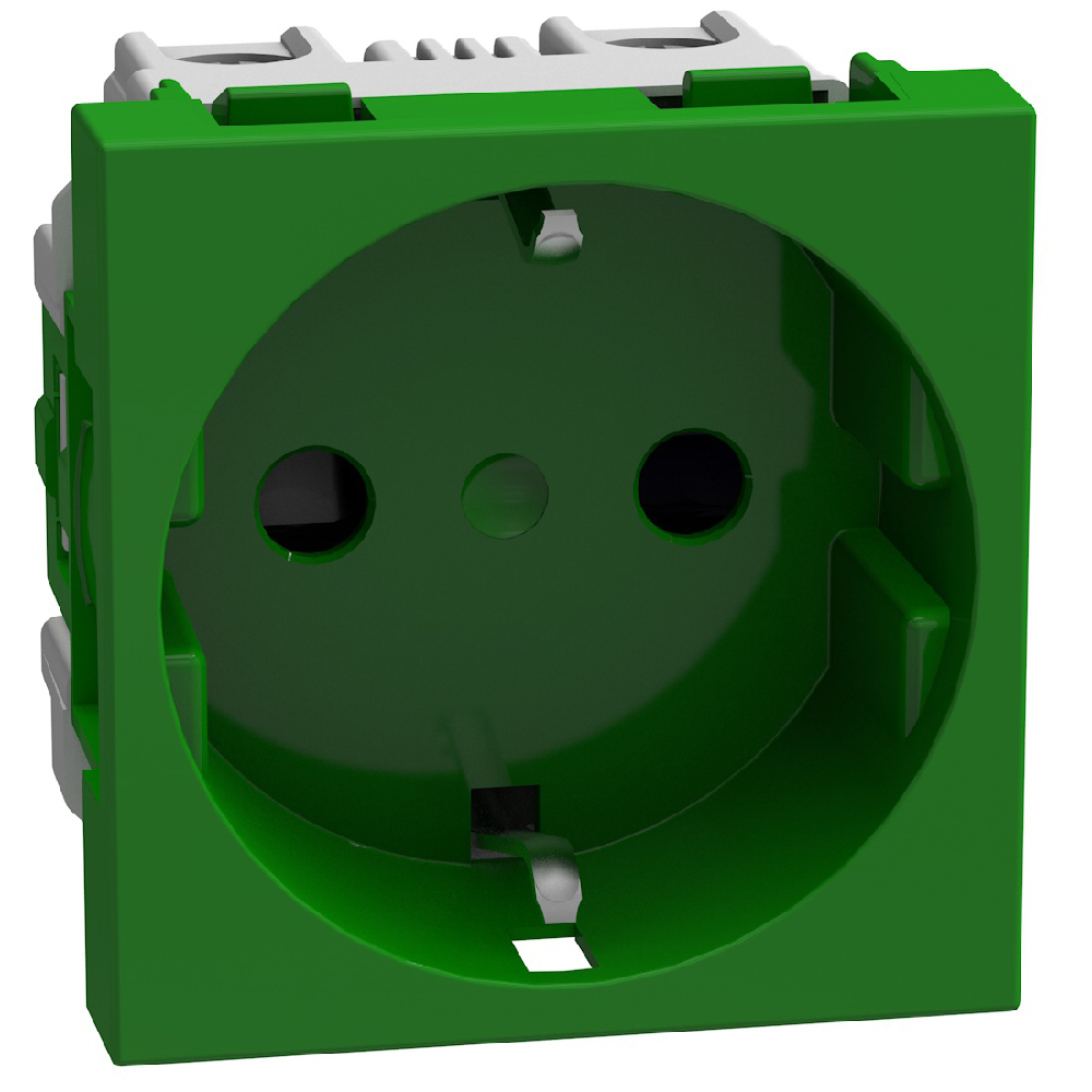 German standard socket 2P+E 16 A 250 V - 2 modules - for Greece - green