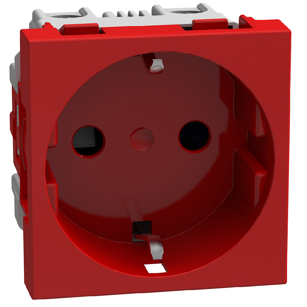 German standard socket 2P+E 16 A 250 V - 2 modules - red