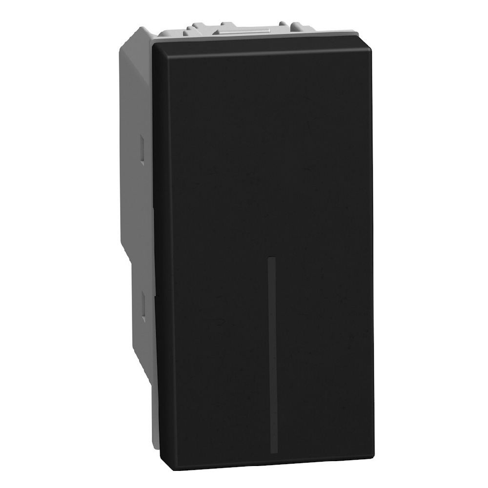 4-way switch 1P 10AX 1 module dark, rocker, lightable, screw & plate terminals