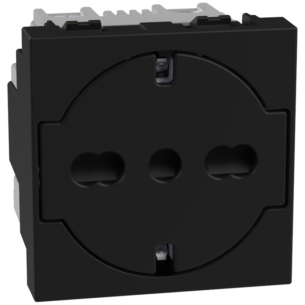 Italian standard P40 socket 2 P+E 16 A 250 V - 2 modules - dark