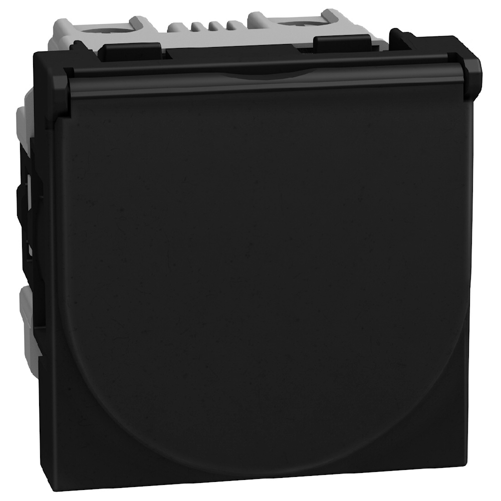 German standard socket 2P+E 16 A 250 V - with flap - 2 modules - dark