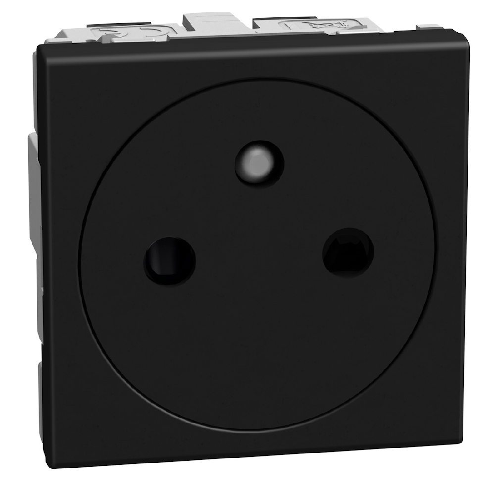 French standard socket 2 P+E 16 A 250 V - flat - 2 module - dark