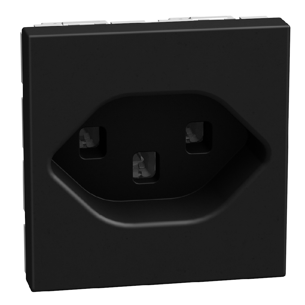 Swiss standard socket 2 P+E 16 A 250 V socket - 2 modules - dark