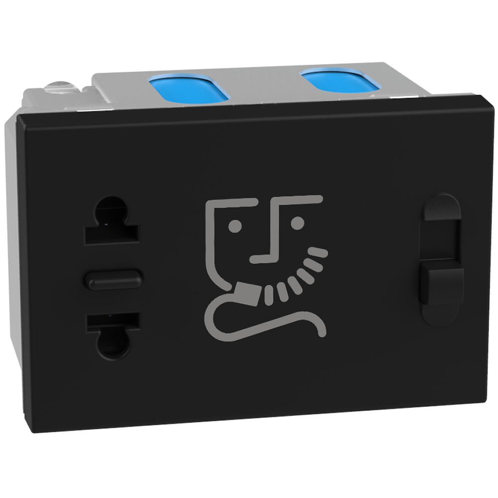 Shaver socket with insulation transformer - 3 modules - dark