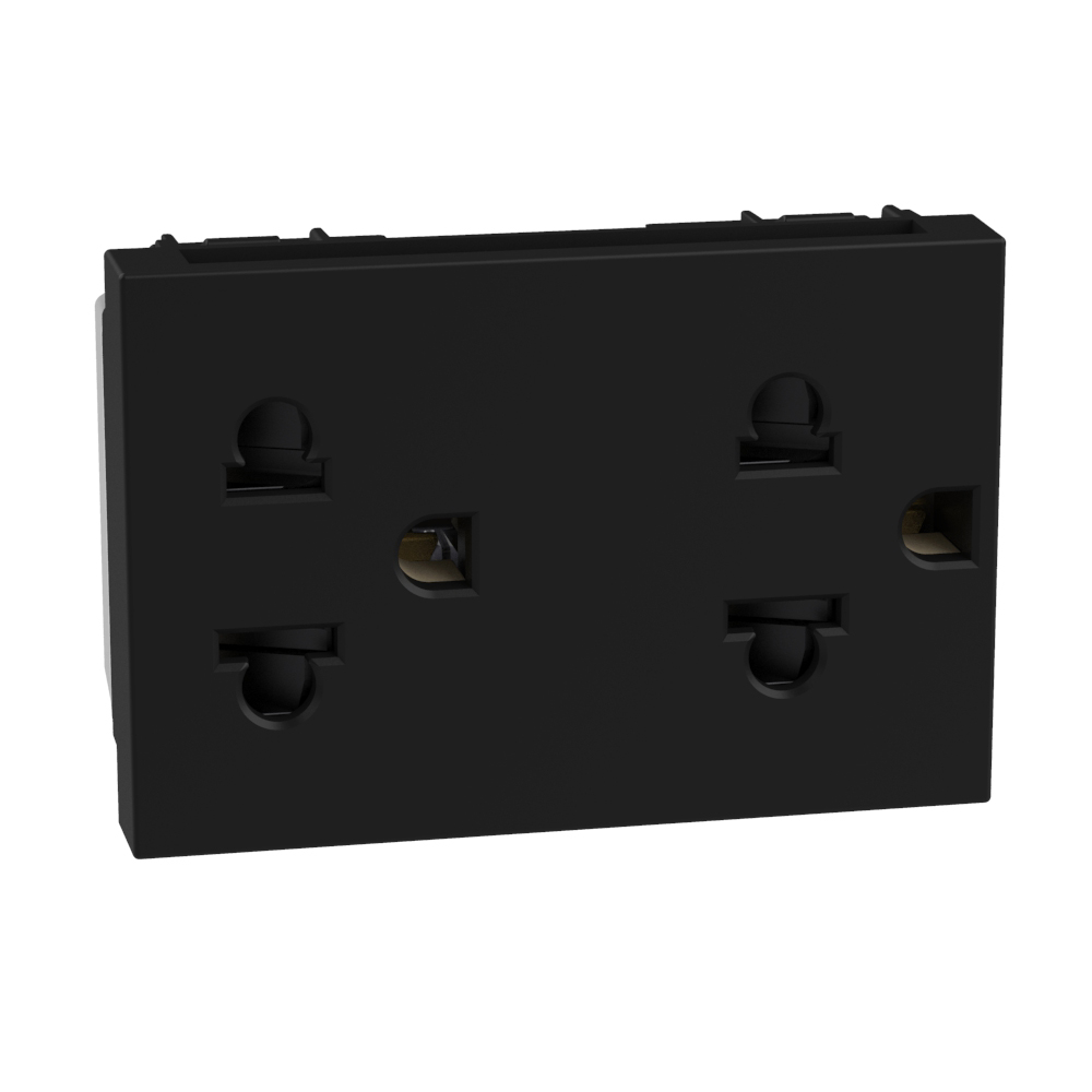 European/american standard socket 2 P+E 16 A 127/250 V - 3 modules - dark