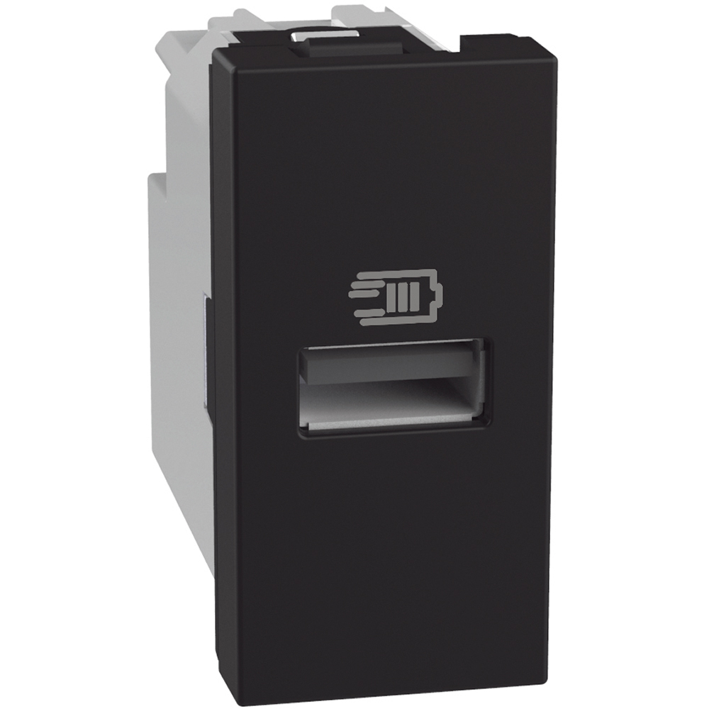 Single USB sockets - 1 x Type-A 15 W - 1 module - dark