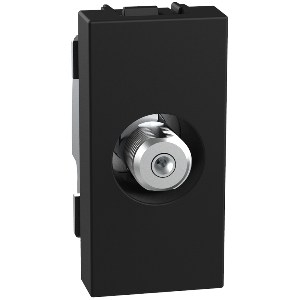 Type F TV coaxial connector - 1 module - dark