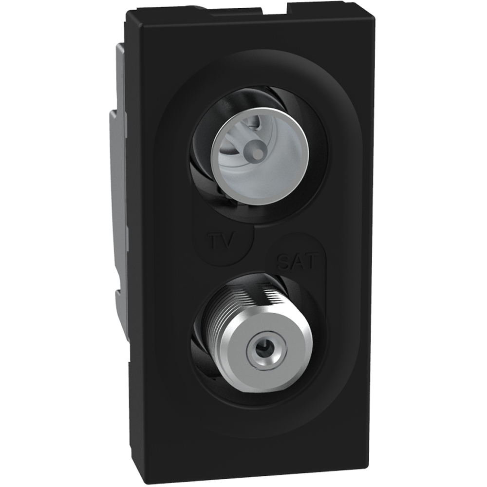 Direct demixed coaxial socket - type F SAT connector - 1 module - dark