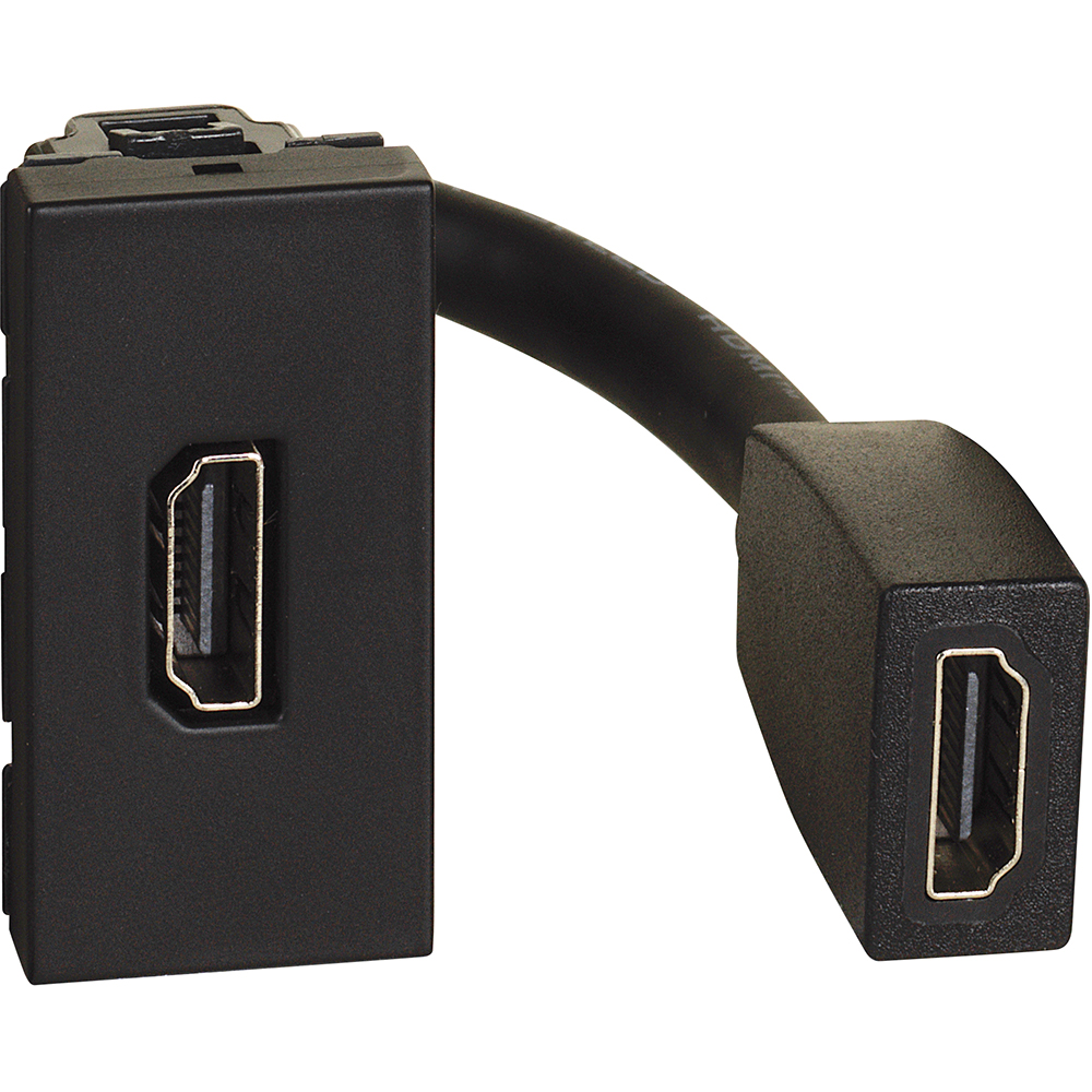 Pre-connected HDMI 2.0 connector - 1 module - dark