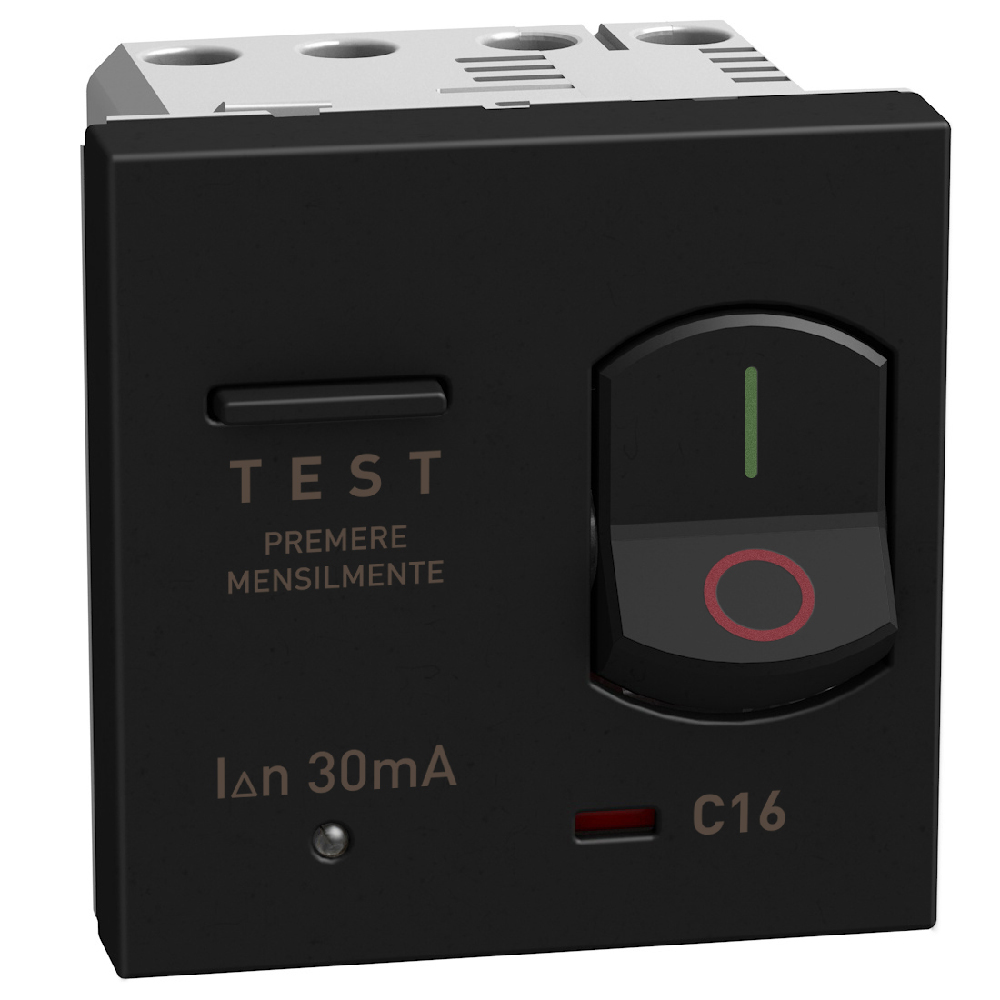 Thermal magnetic circuit breaker with earth leakage protection - 16A 230 Vac Idn 30mA - dark