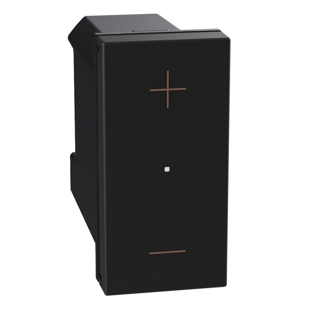 Universal pushbutton dimmer - with neutral, 3 wires - 1 module - dark