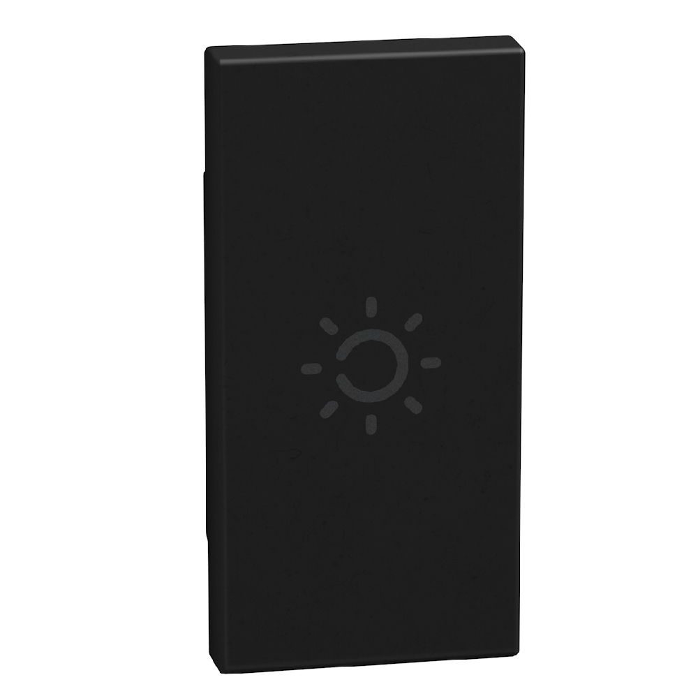 lightable key cover with lamp symbol, 1 module dark, axial