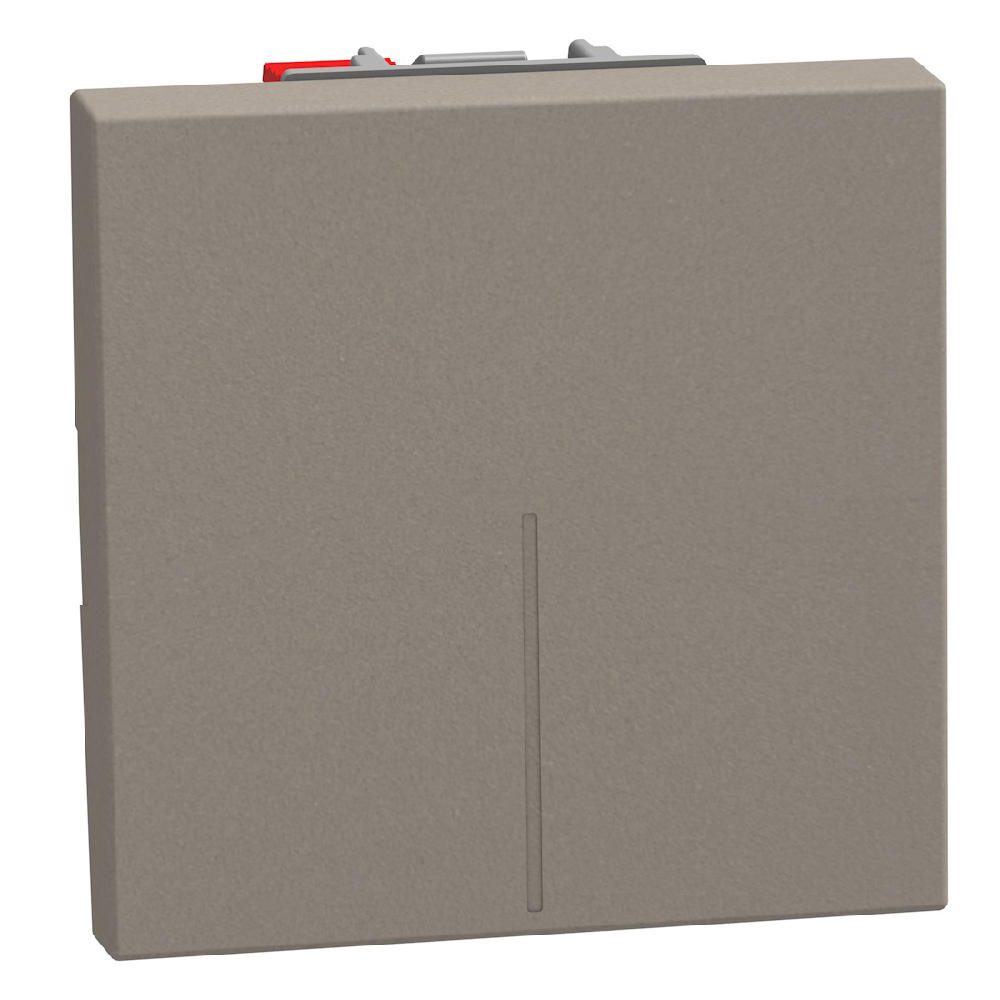 1-way switch 1P 10AX 2 modules stone, rocker, lightable, automatic terminals