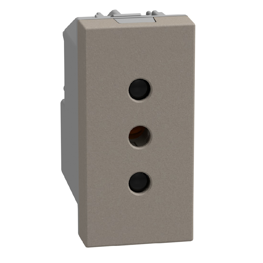 Italian standard P11 socket 2P+E 10 A 250 V - 1 module - stone