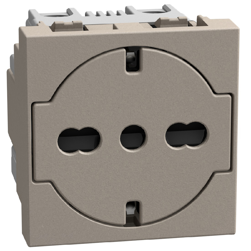 Italian standard P40 socket 2 P+E 16 A 250 V - 2 modules - stone