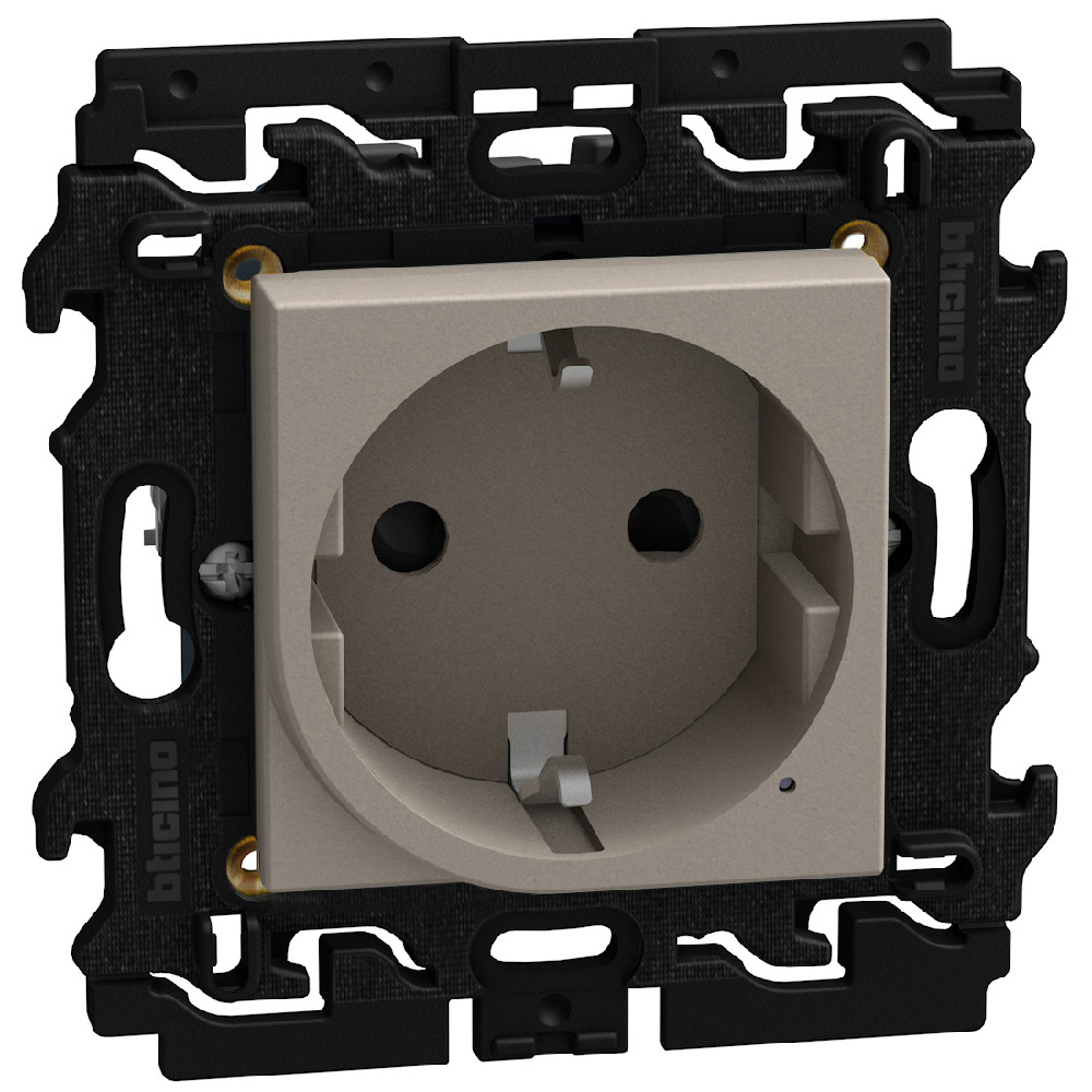 250 Vac 16 A German standard connected socket. Power supply 110-230 Vac - 2 modules - stone