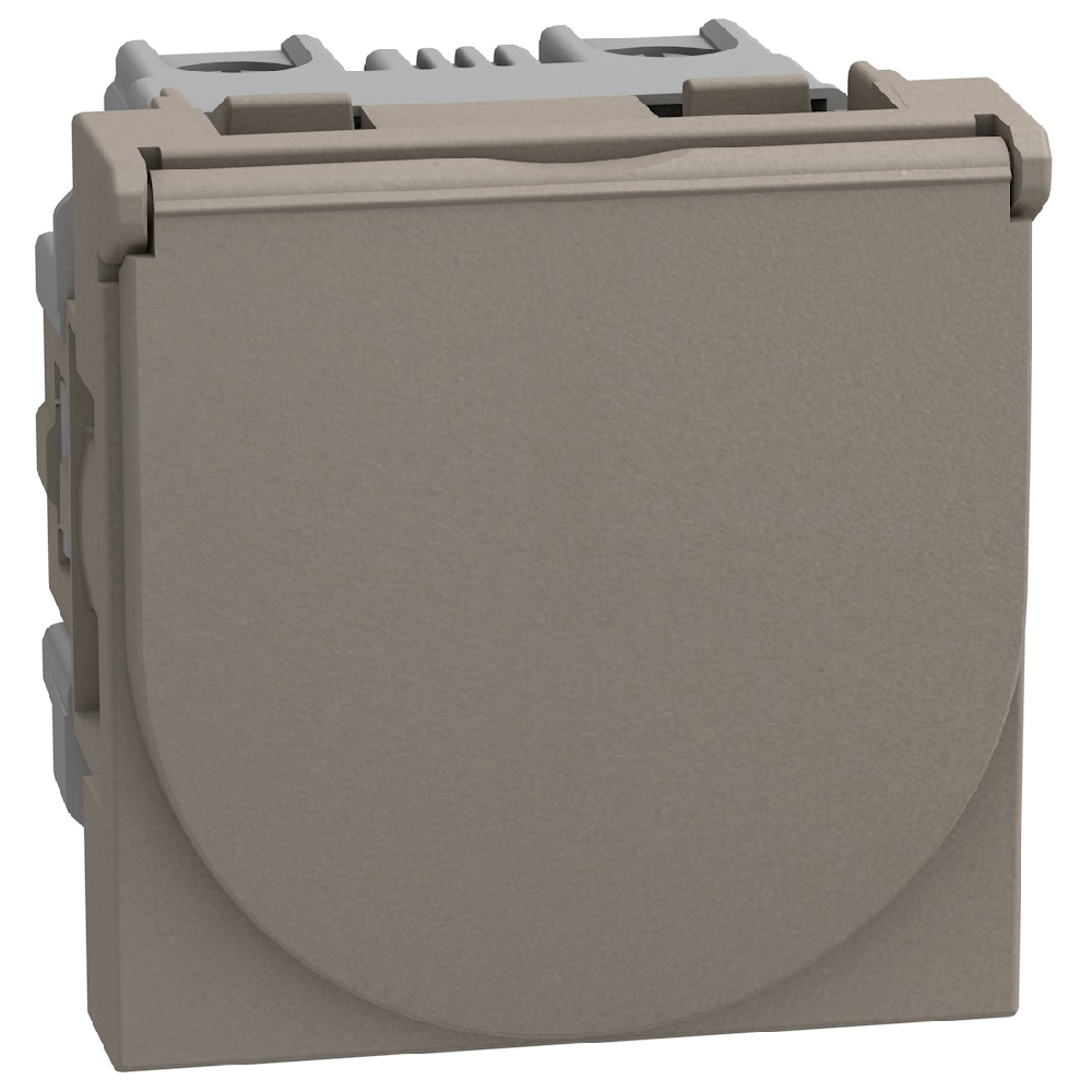 German standard socket 2P+E 16 A 250 V - with flap - 2 modules - for Greece - stone