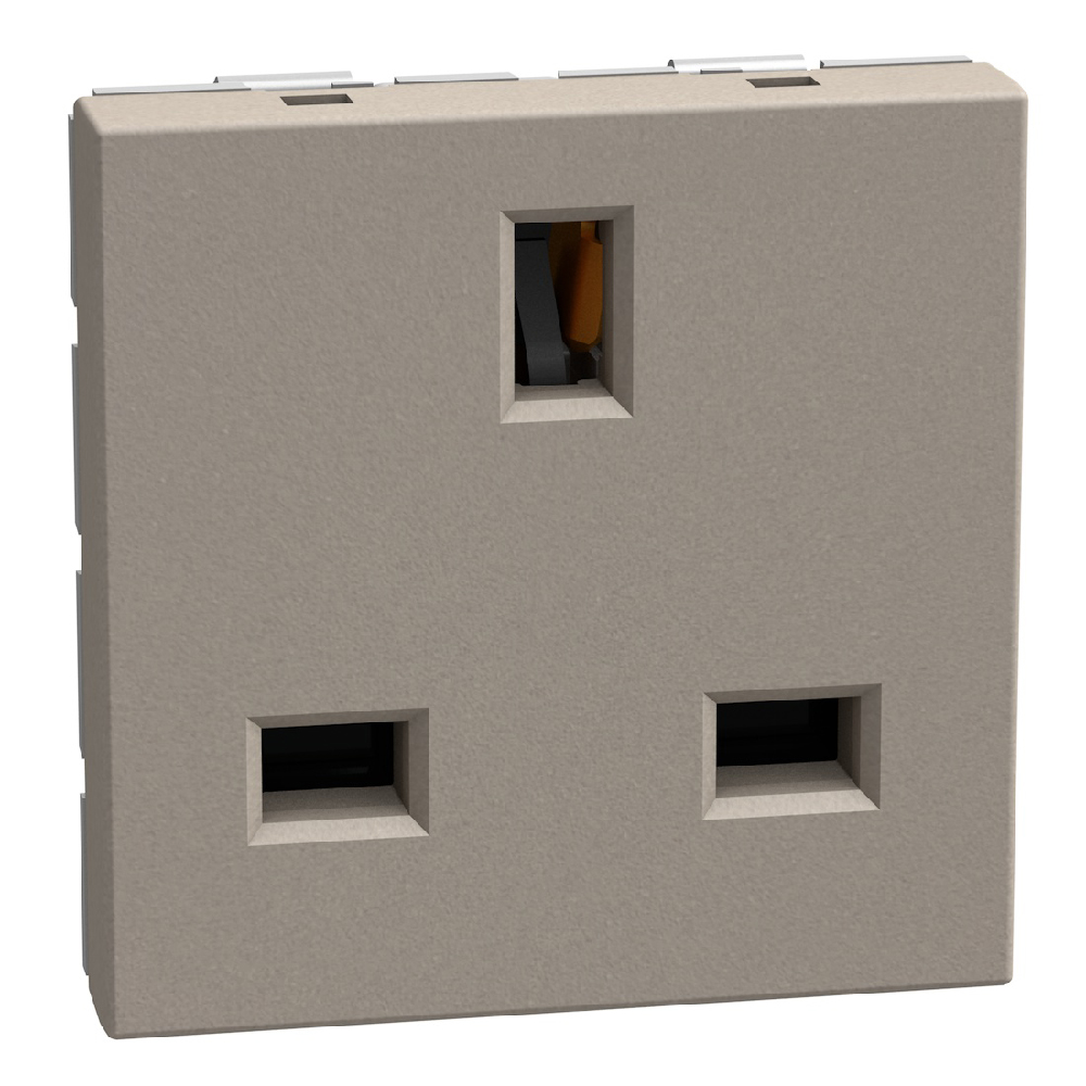 British standard socket 2 P+E 13 A 250 V - 2 modules - stone