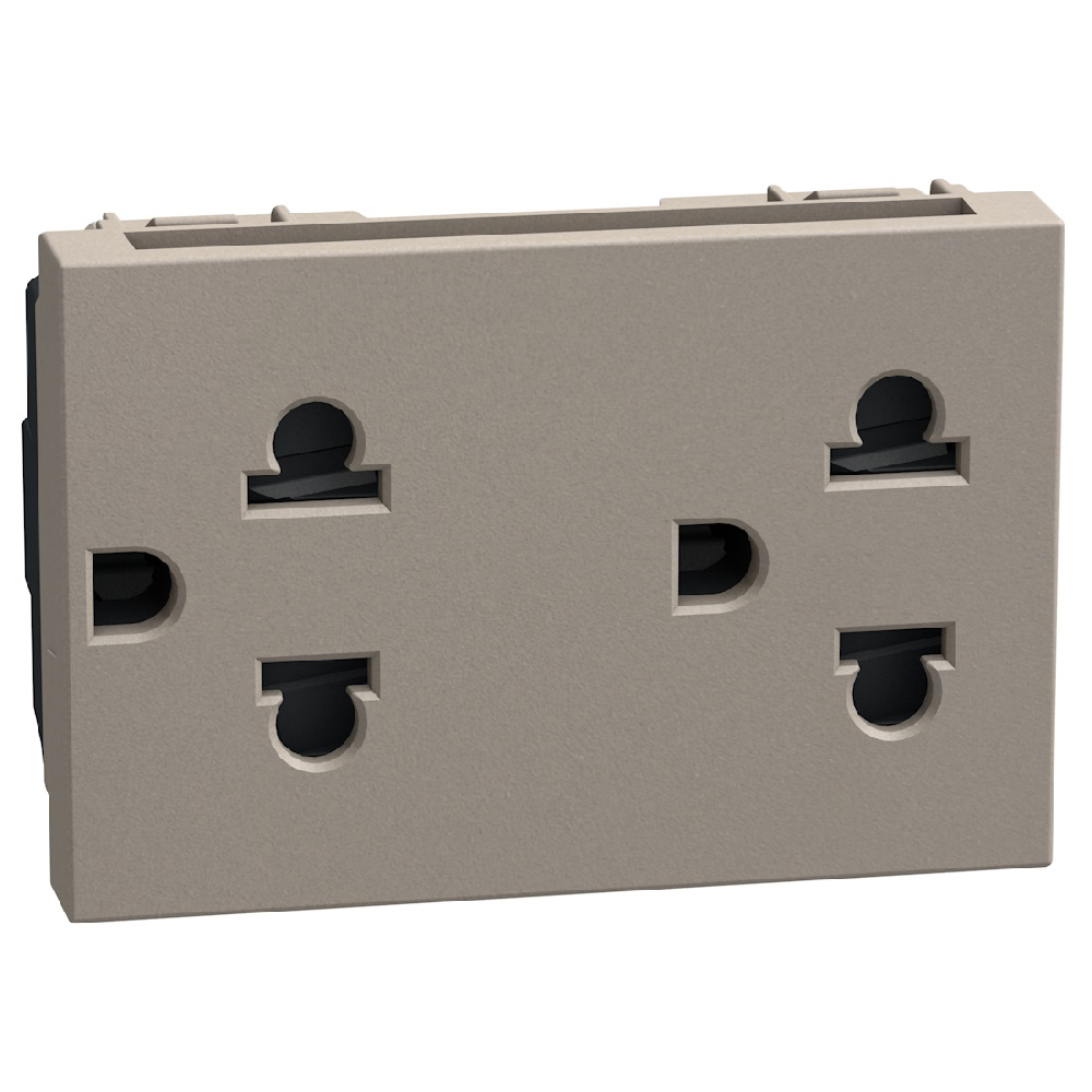 European/american standard socket 2 P+E 16 A 127/250 V - 3 modules - stone