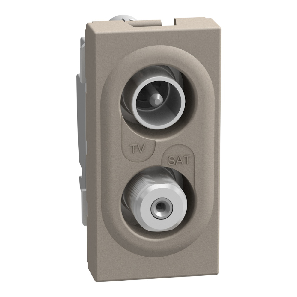 Direct demixed coaxial socket - type F SAT connector - 1 module - stone