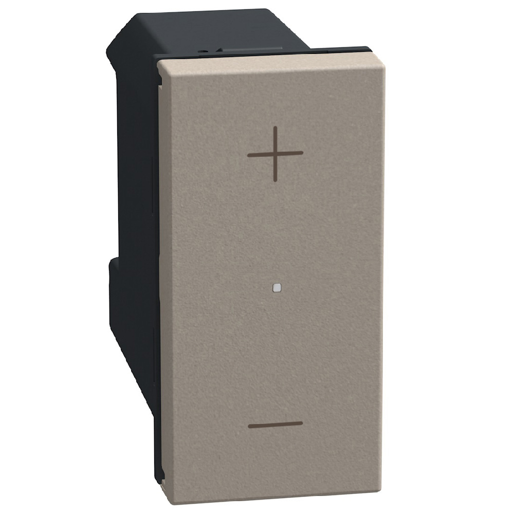 Universal pushbutton dimmer - with neutral, 3 wires - 1 module - stone
