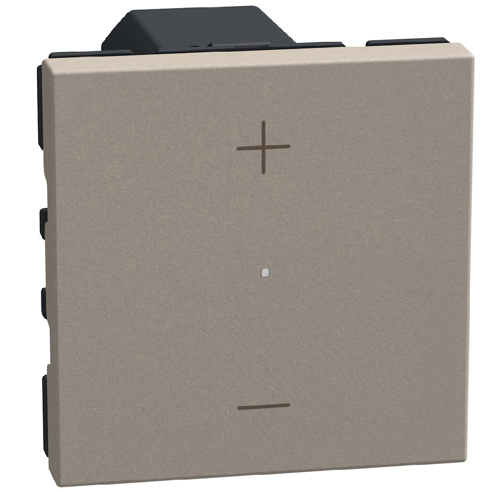 Universal pushbutton dimmer - with neutral, 3 wires - 2 modules - stone