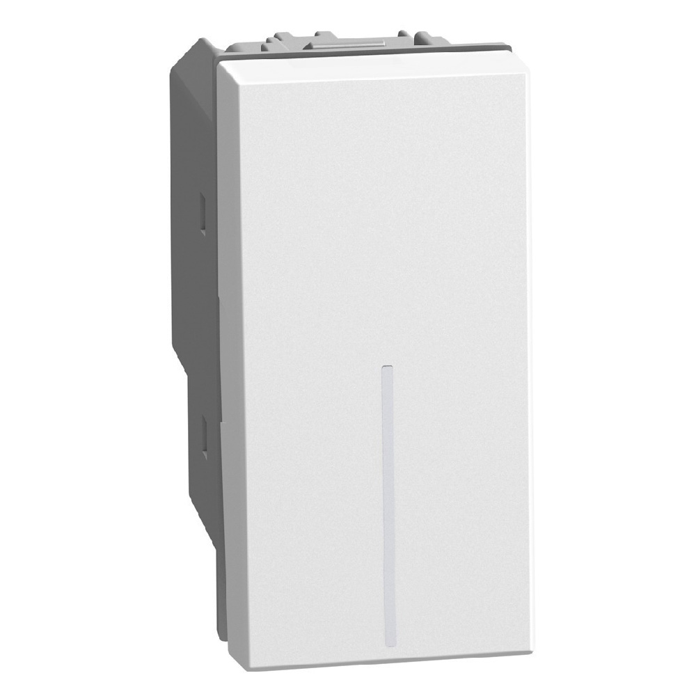 4-way switch 1P 10AX 1 module white, rocker, lightable, screw & plate terminals