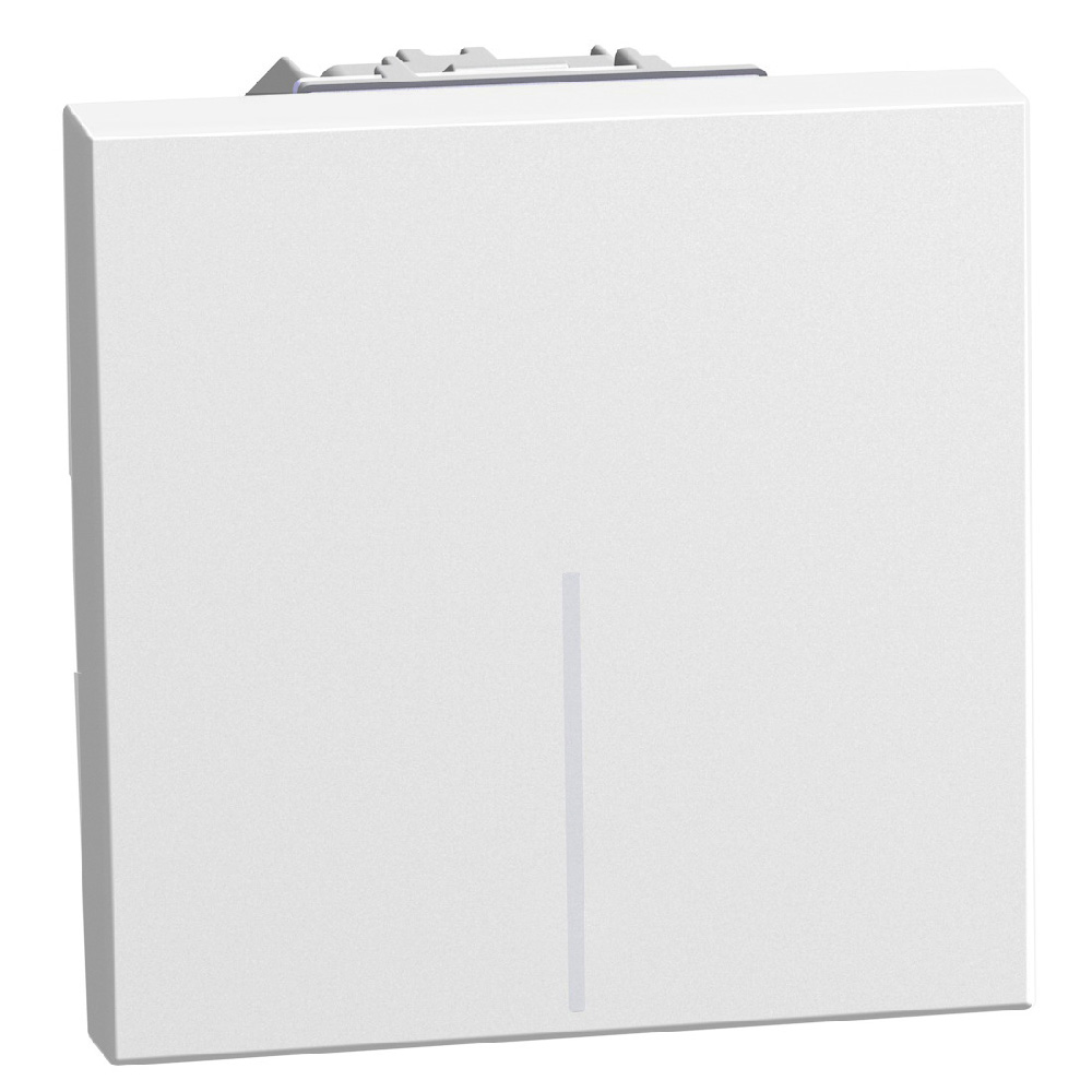 4-way switch 1P 10AX 2 modules white, rocker, lightable, screw & plate terminals