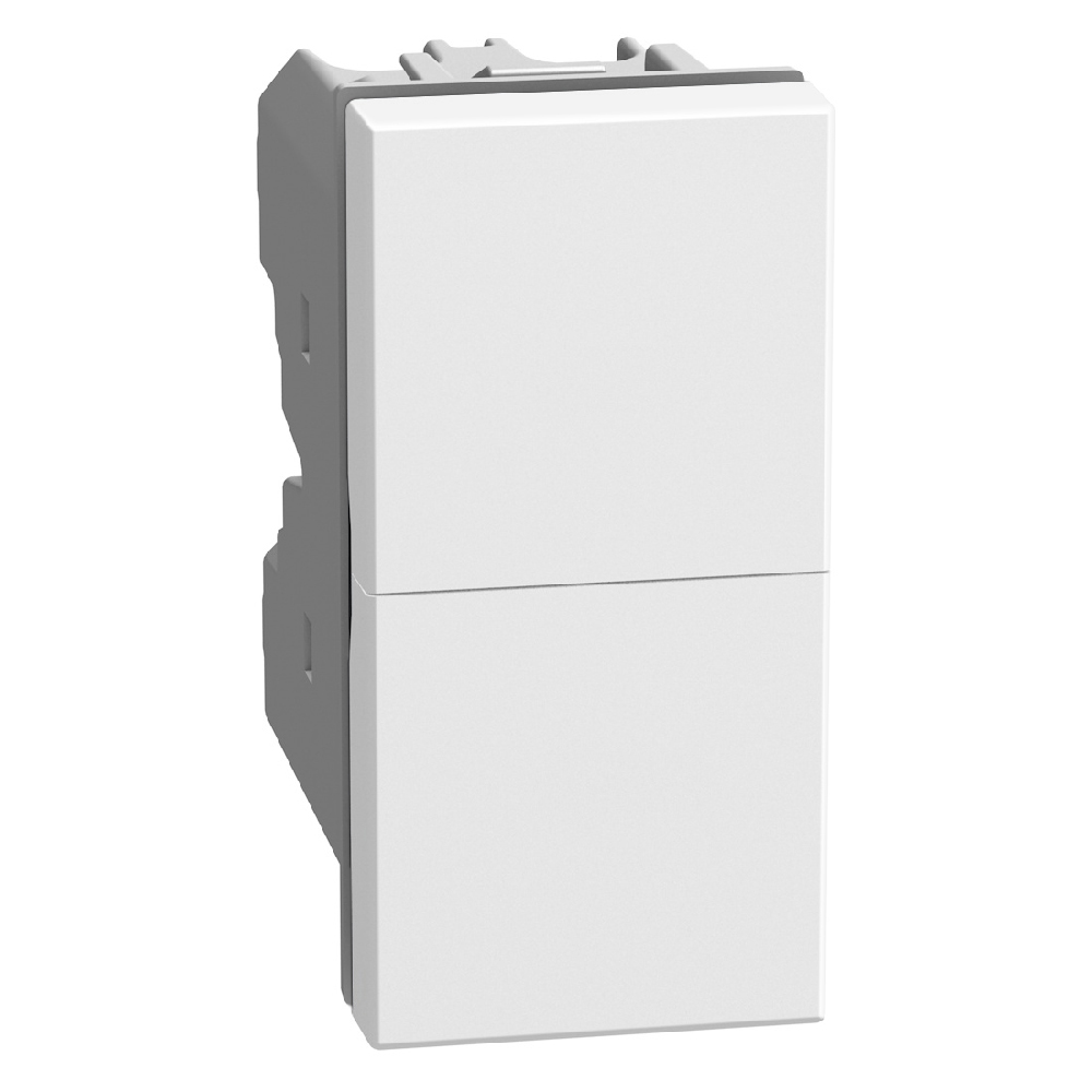 Double pushbutton 1P NO + 1P NO 10 A 250 V - not lightable - 1 module - white